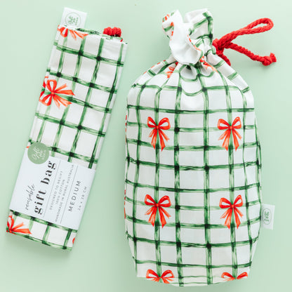 Christmas Bows Fabric Gift Bag