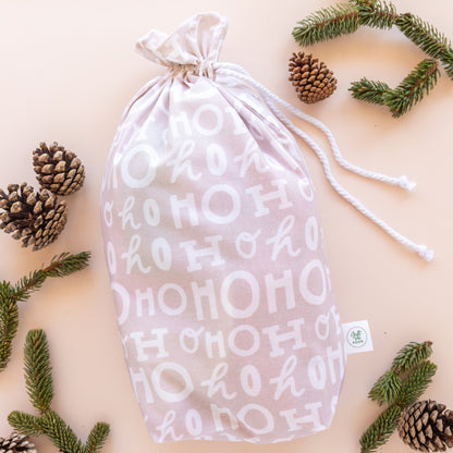 Ho Ho Ho Natural Christmas Fabric Gift Bag