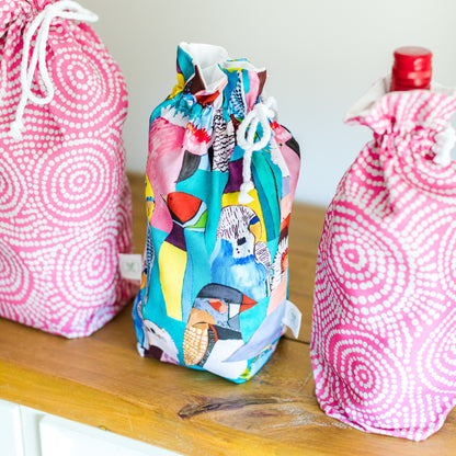 Warlukurlangu Birdie Paradise fabric gift bag