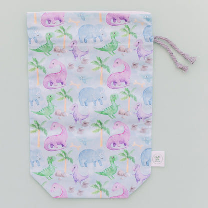 Blue Dino fabric gift bag