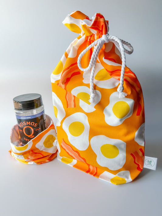 Bacon and Eggs fabric gift bag