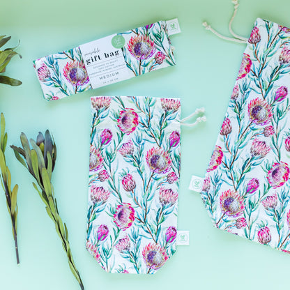 King Protea fabric gift bag
