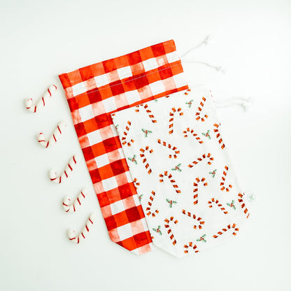 Candy Canes fabric gift bag