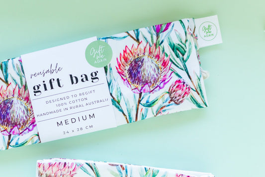 King Protea fabric gift bag