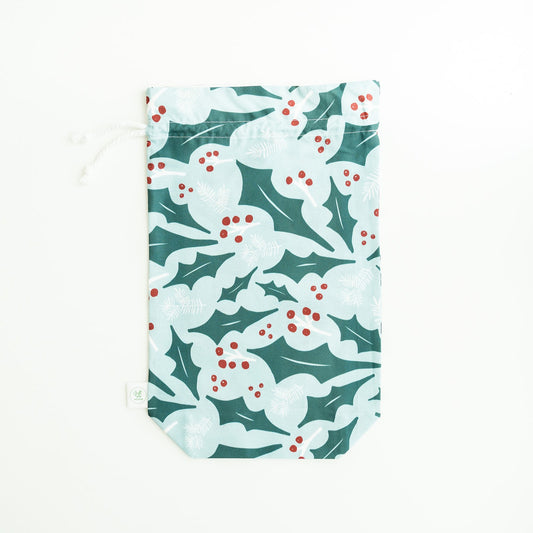 Christmas Holly fabric gift bag